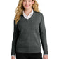 Women's Pocketless V-Neck Sweater - LSW2850 - Charcoal Heather