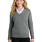 Women's Pocketless V-Neck Sweater - LSW2850 - Medium Heather Grey