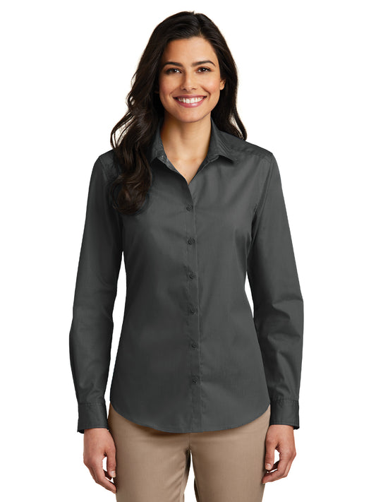 Women's Long Sleeve Poplin Shirt - LW100 - Graphite