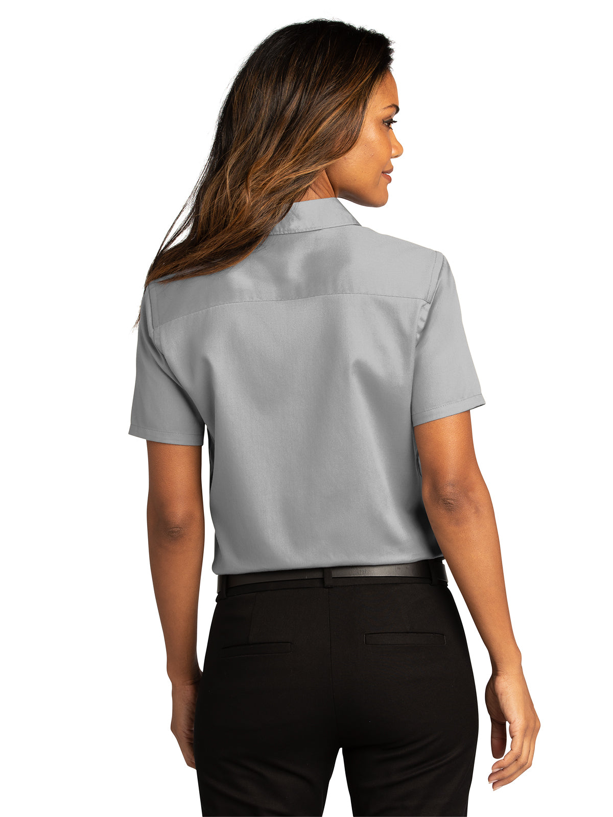 Women's Short Sleeve Button Up Shirt - LW809 - Gusty Grey