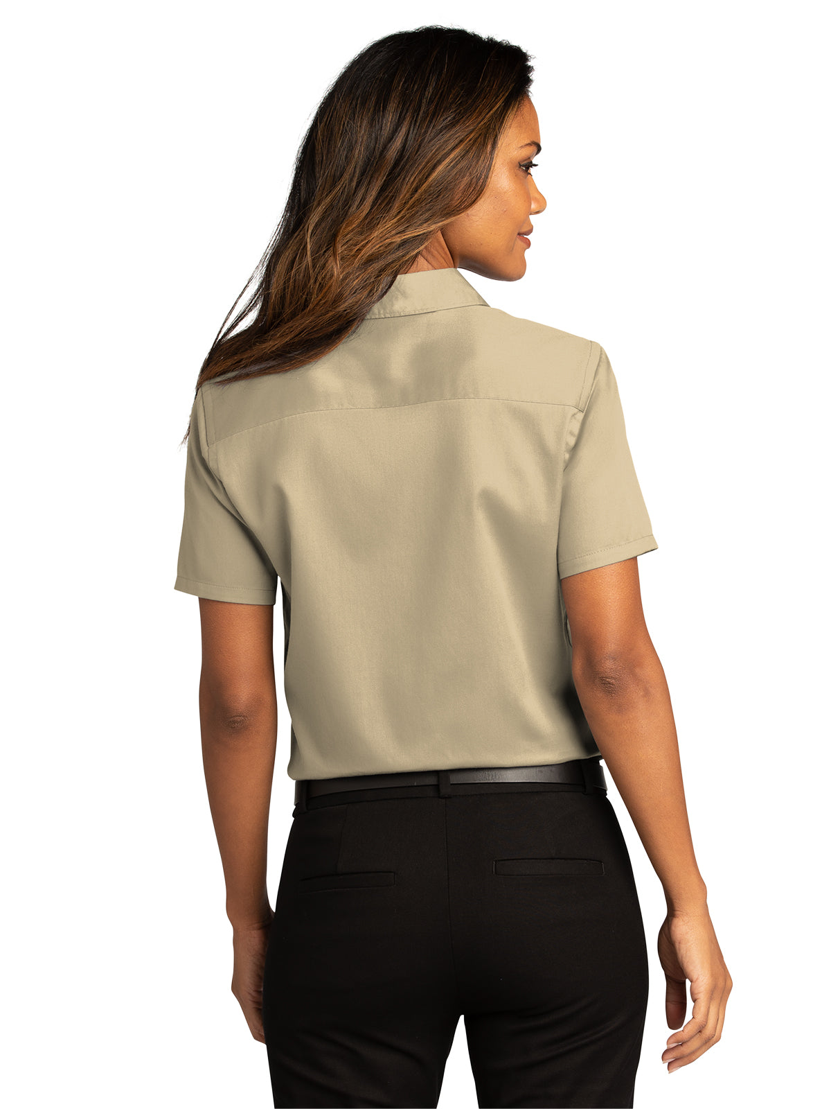 Women's Short Sleeve Button Up Shirt - LW809 - Wheat