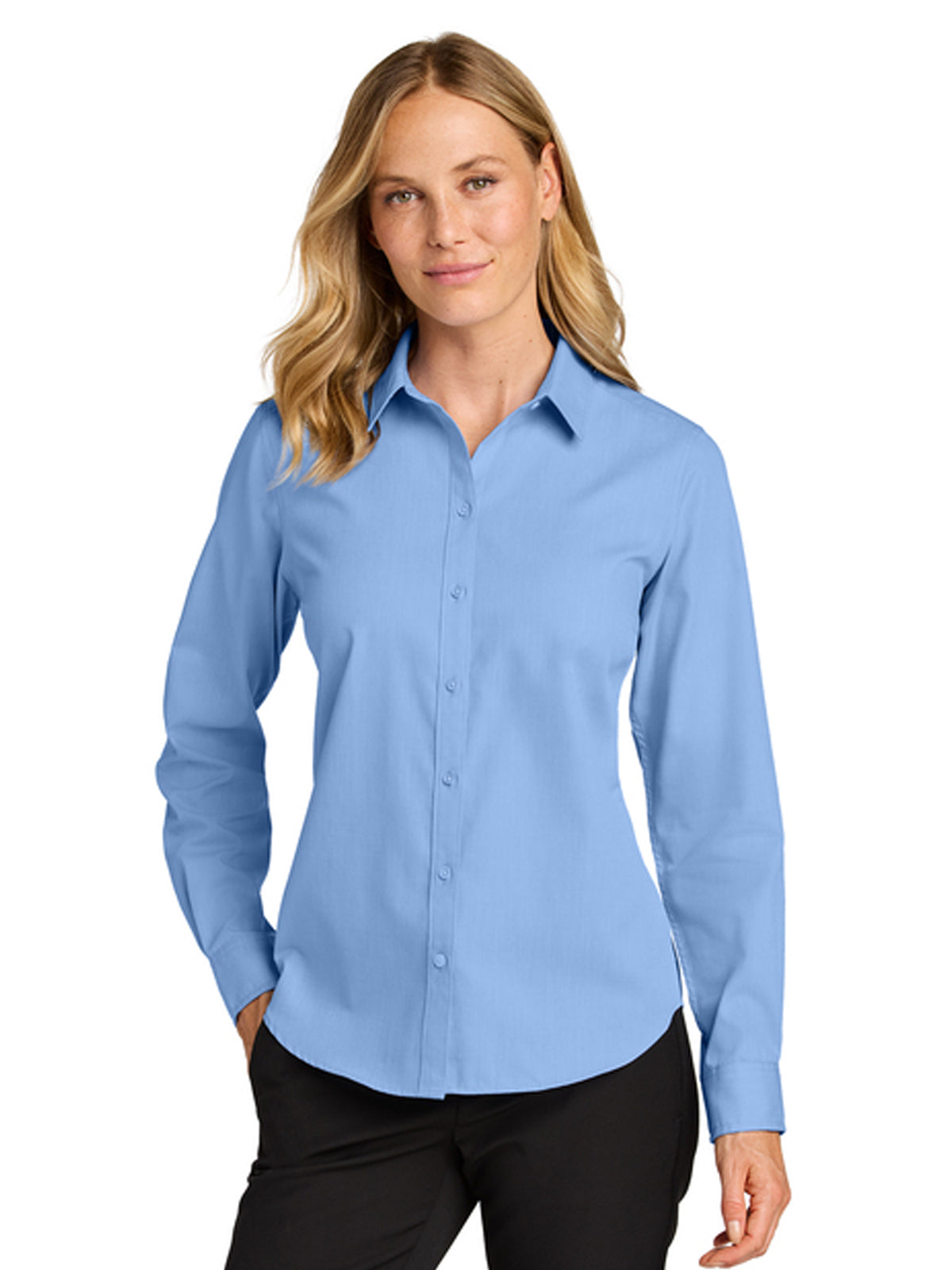Women’s Long Sleeve Nailhead Easy Care Shirt - LW816 - Swiss Blue