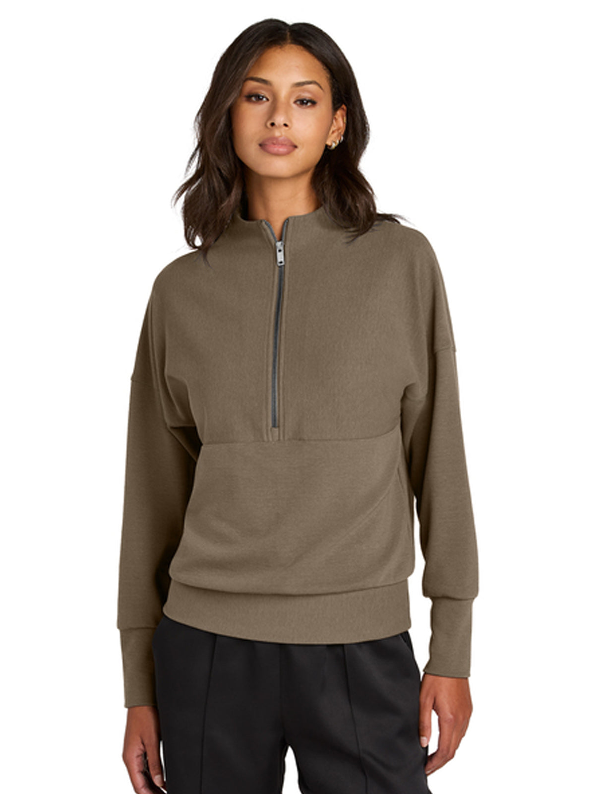Women’s Linear Texture 1/4-Zip Sweatshirt - MM3041 - Warm Taupe