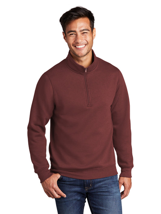Men's Pocketless 1/4-Zip Pullover Sweatshirt - PC78Q - Maroon