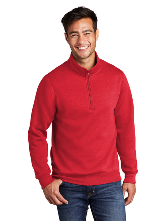 Men's Pocketless 1/4-Zip Pullover Sweatshirt - PC78Q - Red