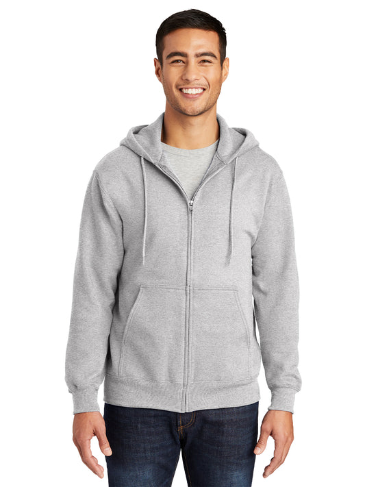Men's Essential Fleece Full-Zip Hooded Sweatshirt - PC90ZH - Ash
