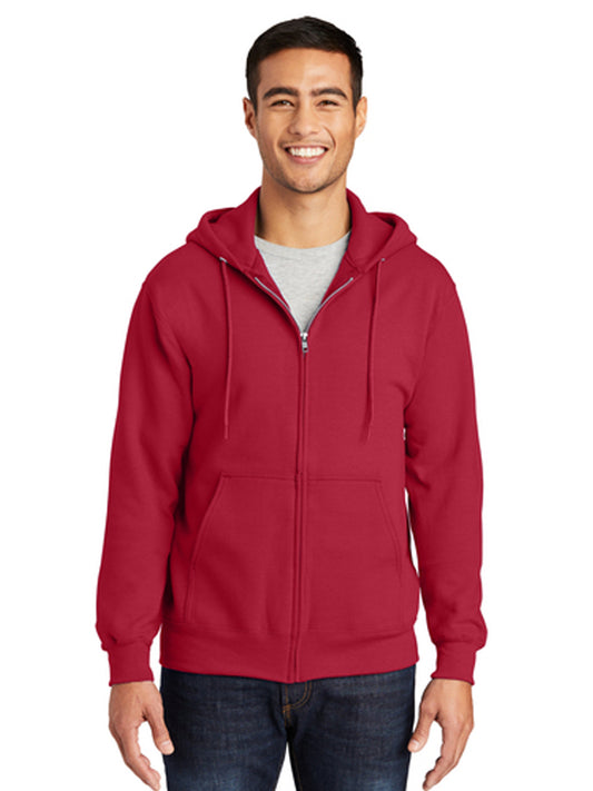 Men's Essential Fleece Full-Zip Hooded Sweatshirt - PC90ZH - Red