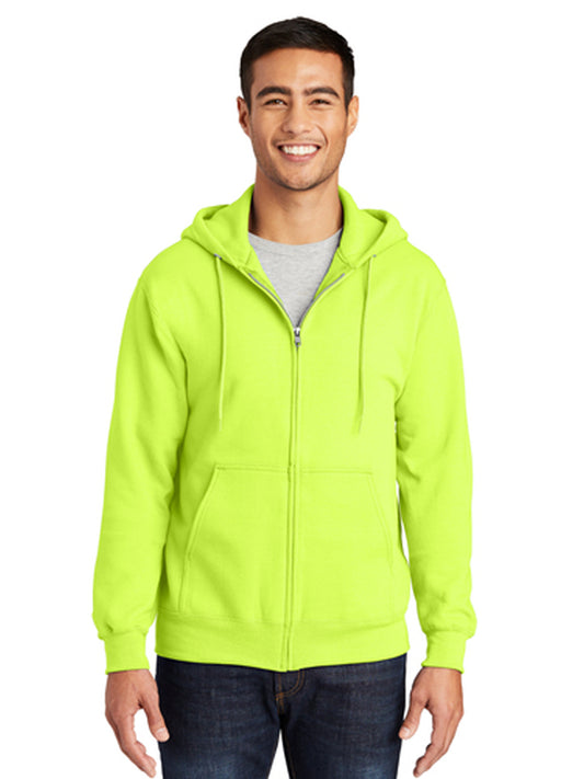 Men's Essential Fleece Full-Zip Hooded Sweatshirt - PC90ZH - Safety Green