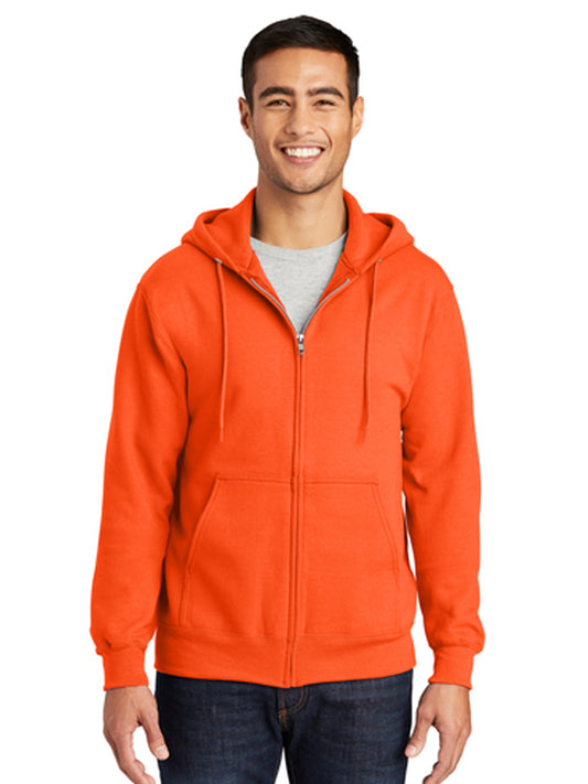Men's Essential Fleece Full-Zip Hooded Sweatshirt - PC90ZH - Safety Orange