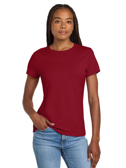 Women's Pocketless Cotton T-Shirt - SL04 - Deep Red