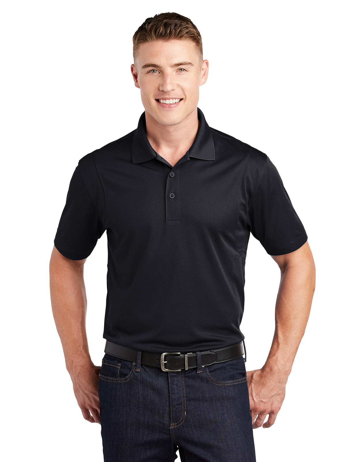 Men's Three-Button Micropique Polo - ST650 - Black