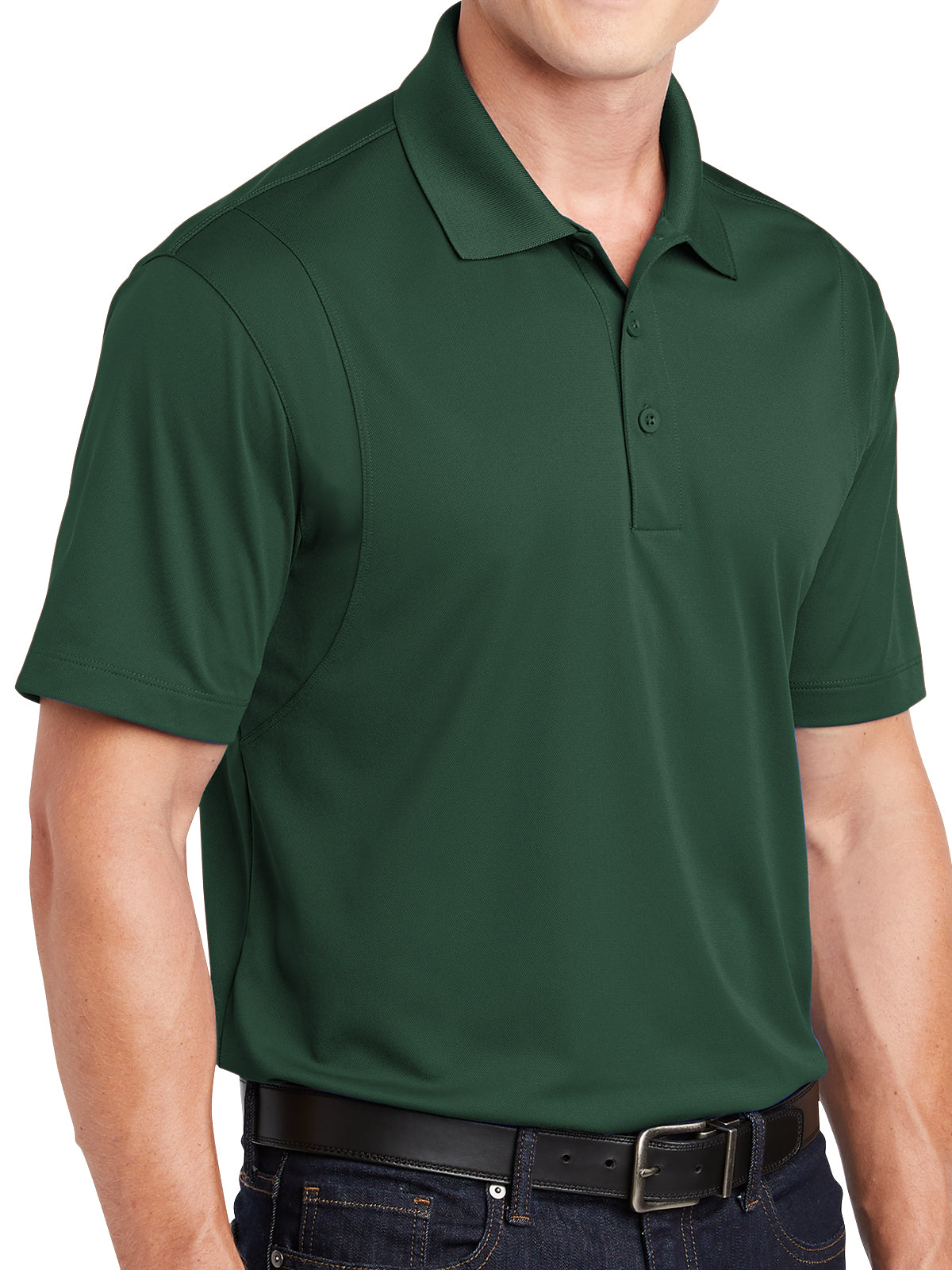 Men's Three-Button Micropique Polo - ST650 - Forest Green