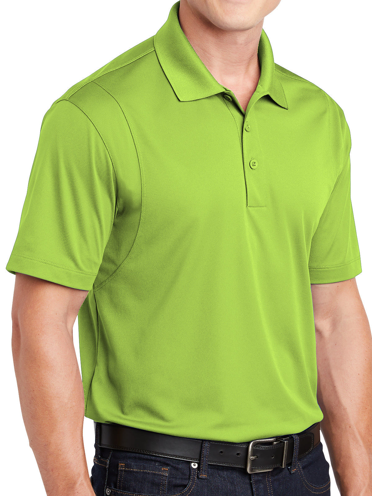 Men's Three-Button Micropique Polo - ST650 - Lime Shock