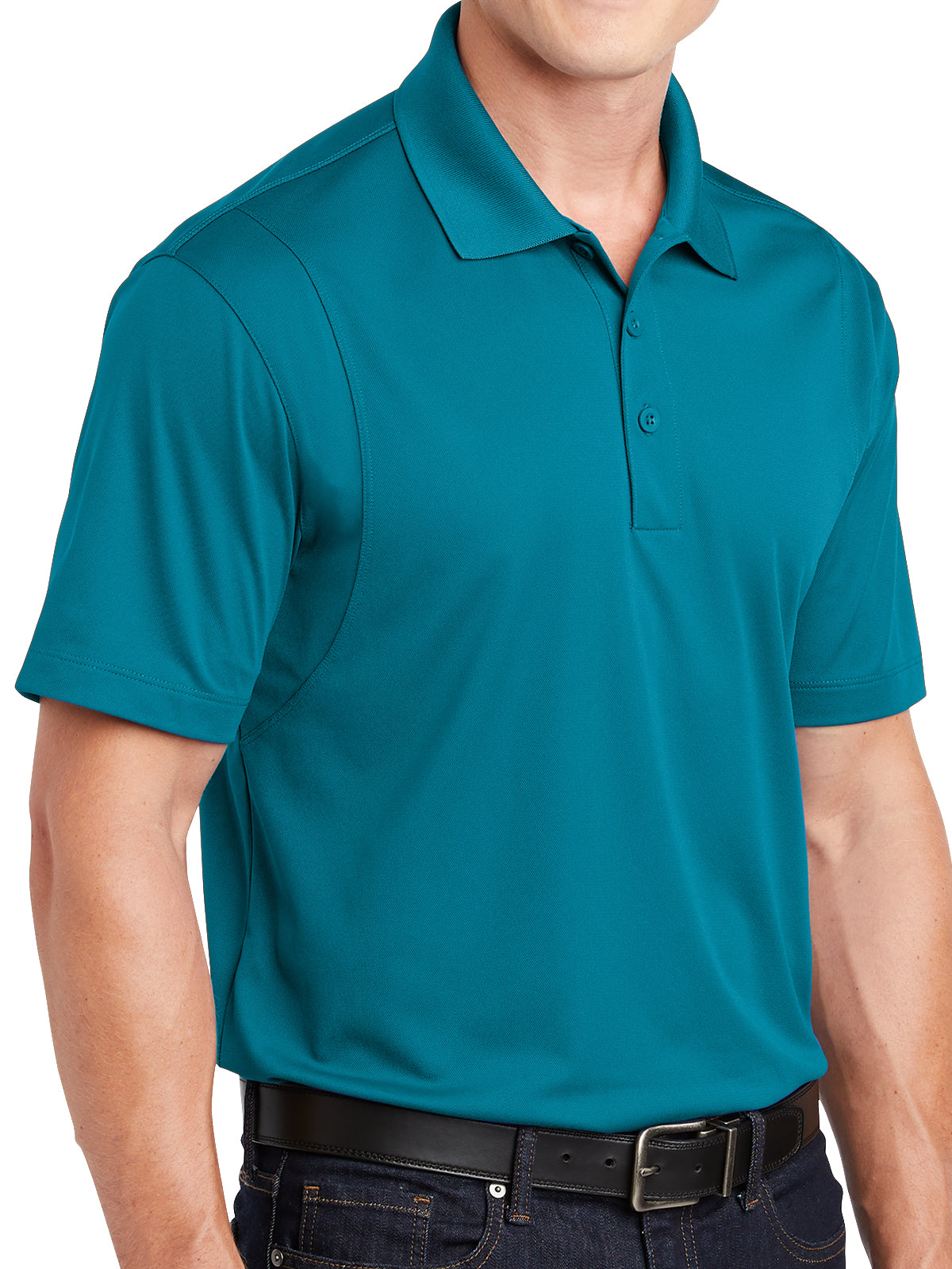 Men's Three-Button Micropique Polo - ST650 - Tropic Blue