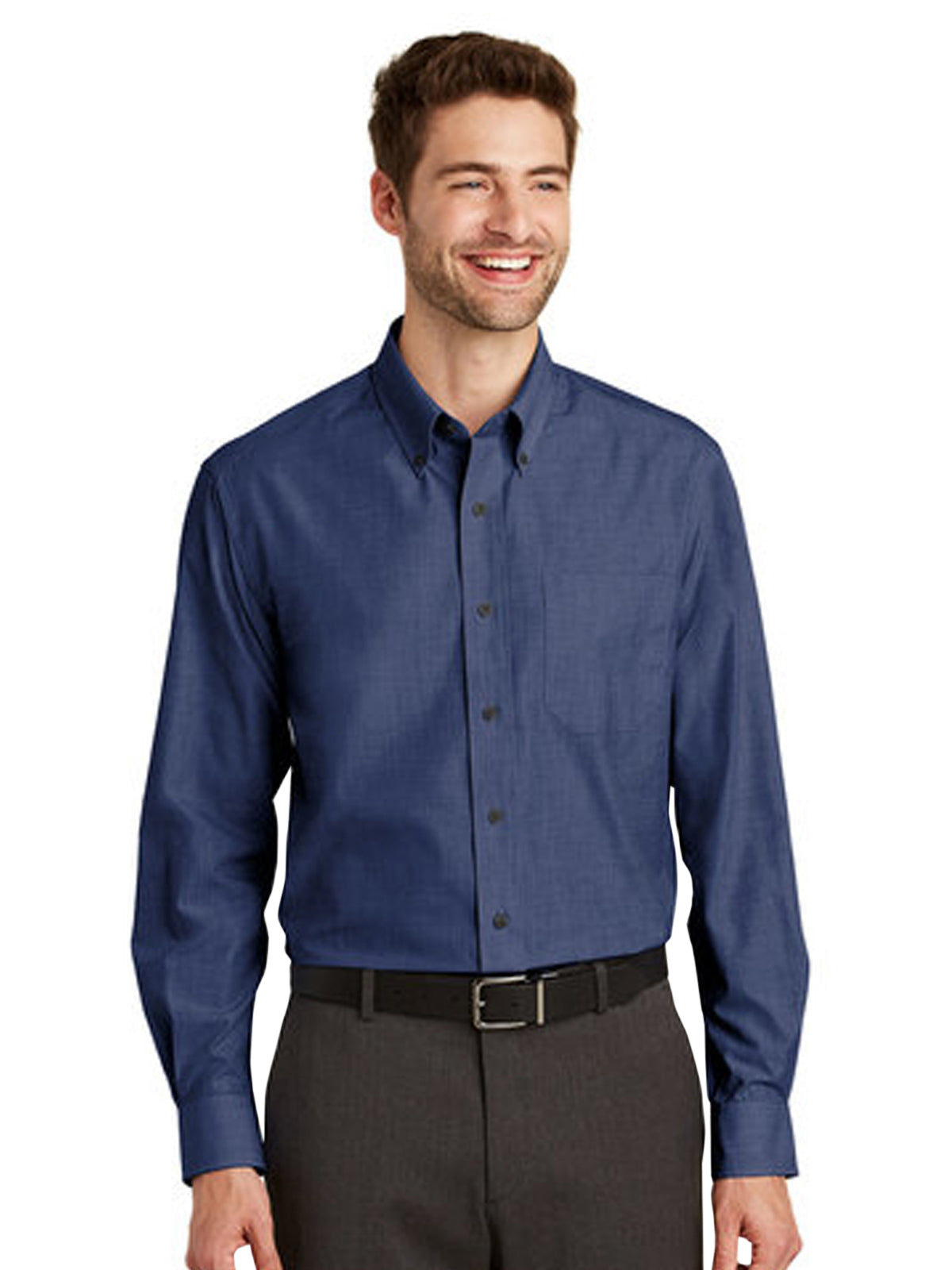 Men's Tall Crosshatch Easy Care Shirt - TLS640 - Deep Blue