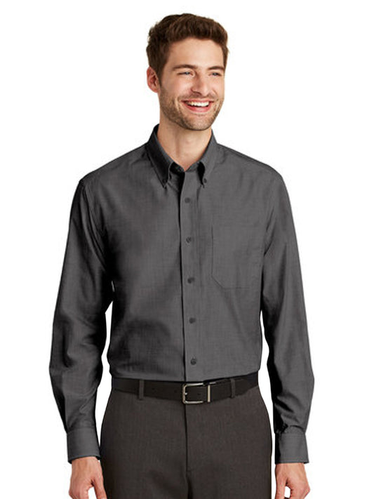 Men's Tall Crosshatch Easy Care Shirt - TLS640 - Soft Black