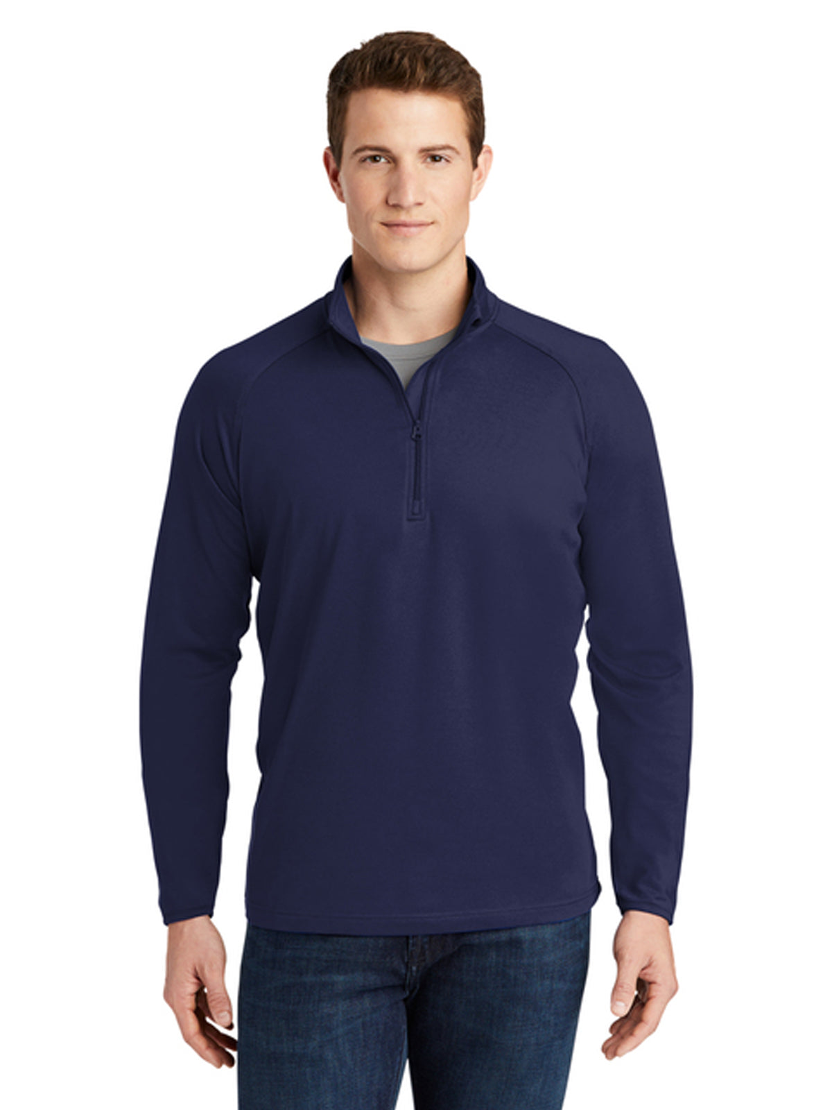 Men's Pocketless 1/4-Zip Pullover Sweatshirt - TST850 - True Navy