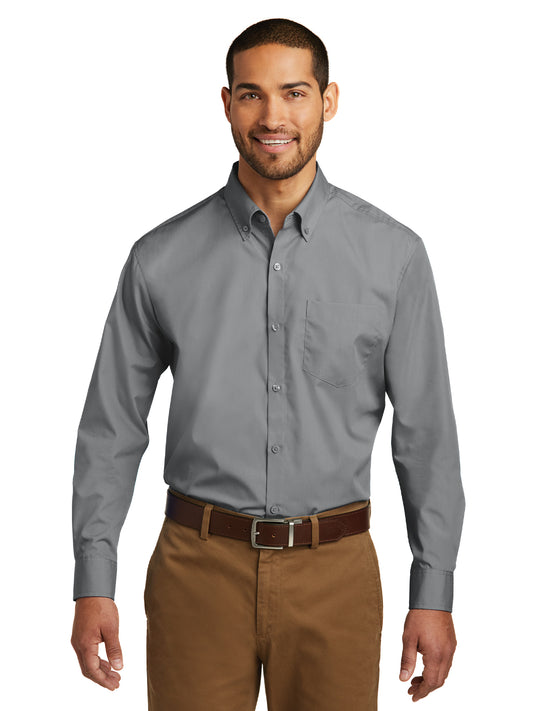 Men's Long Sleeve Poplin Tee - W100 - Gusty Grey