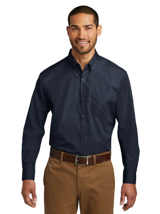 Men's Long Sleeve Poplin Tee - W100 - River Blue Navy