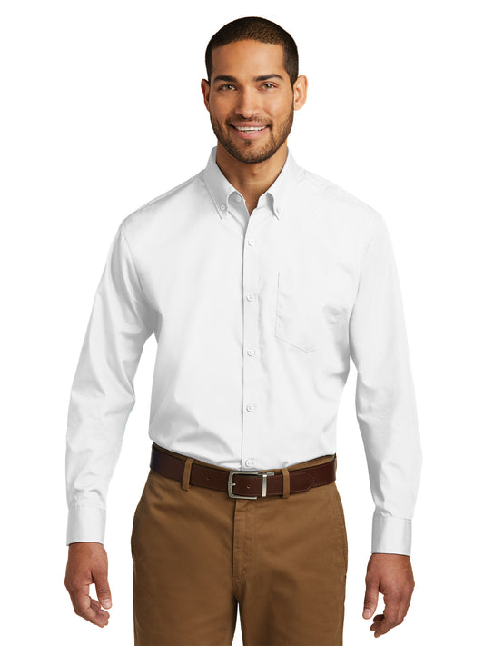Men's Long Sleeve Poplin Tee - W100 - White