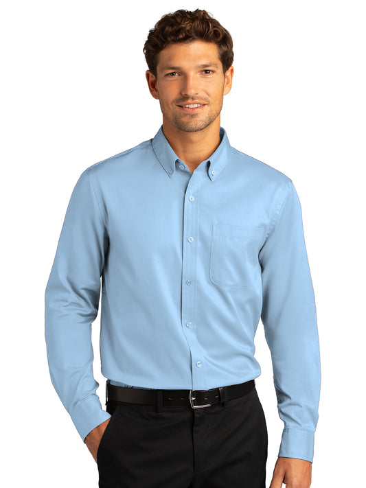 Men's Long Sleeve Button Up Performance Shirt - W808 - Cloud Blue