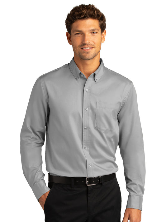 Men's Long Sleeve Button Up Performance Shirt - W808 - Gusty Grey