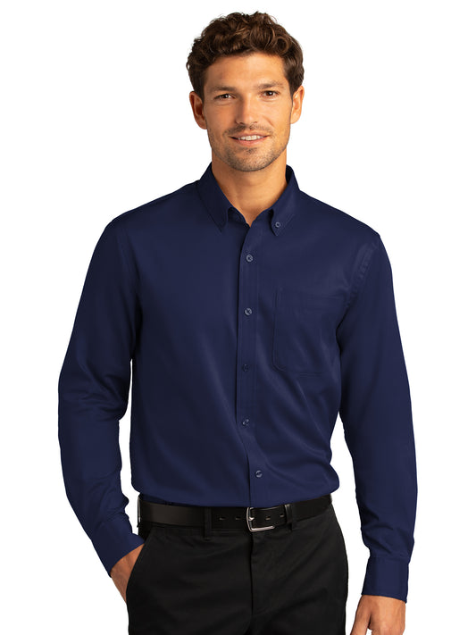 Men's Long Sleeve Button Up Performance Shirt - W808 - True Navy
