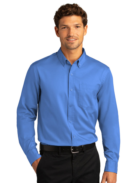 Men's Long Sleeve Button Up Performance Shirt - W808 - Ultramarine Blue