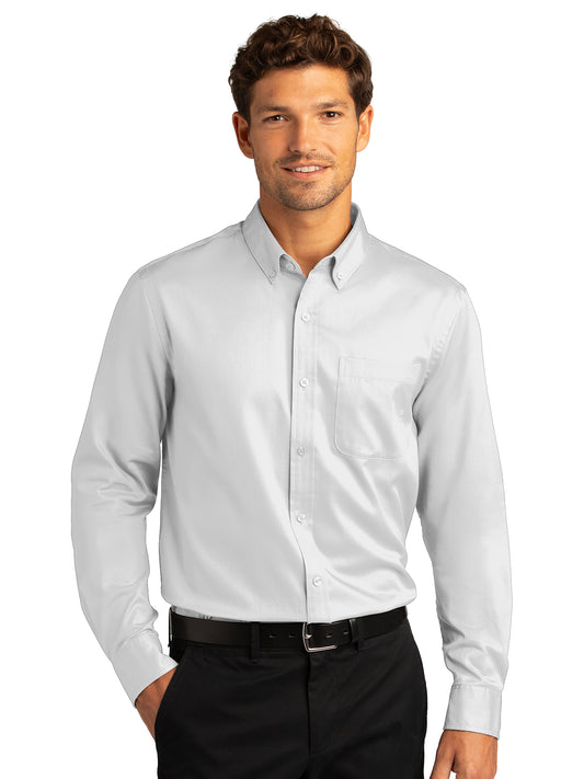 Men's Long Sleeve Button Up Performance Shirt - W808 - White
