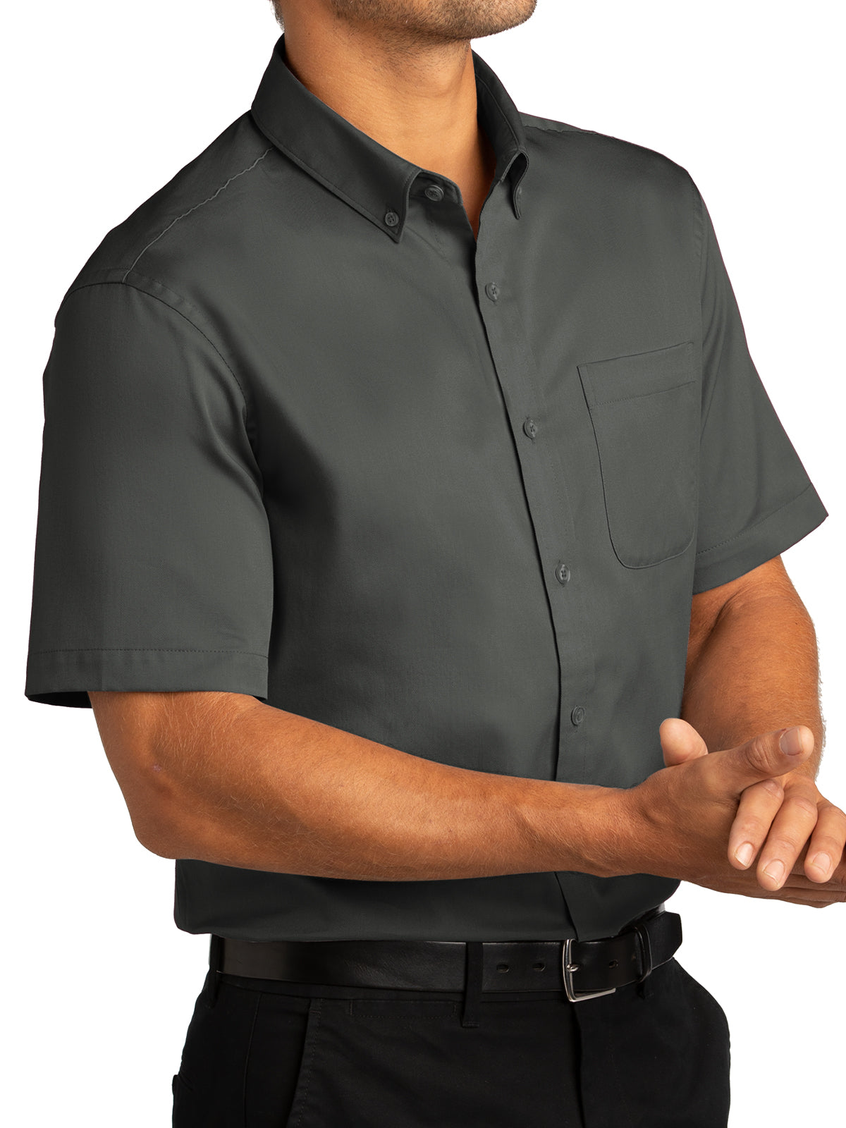 Men's Short Sleeve Button Up Shirt - W809 - Storm Grey