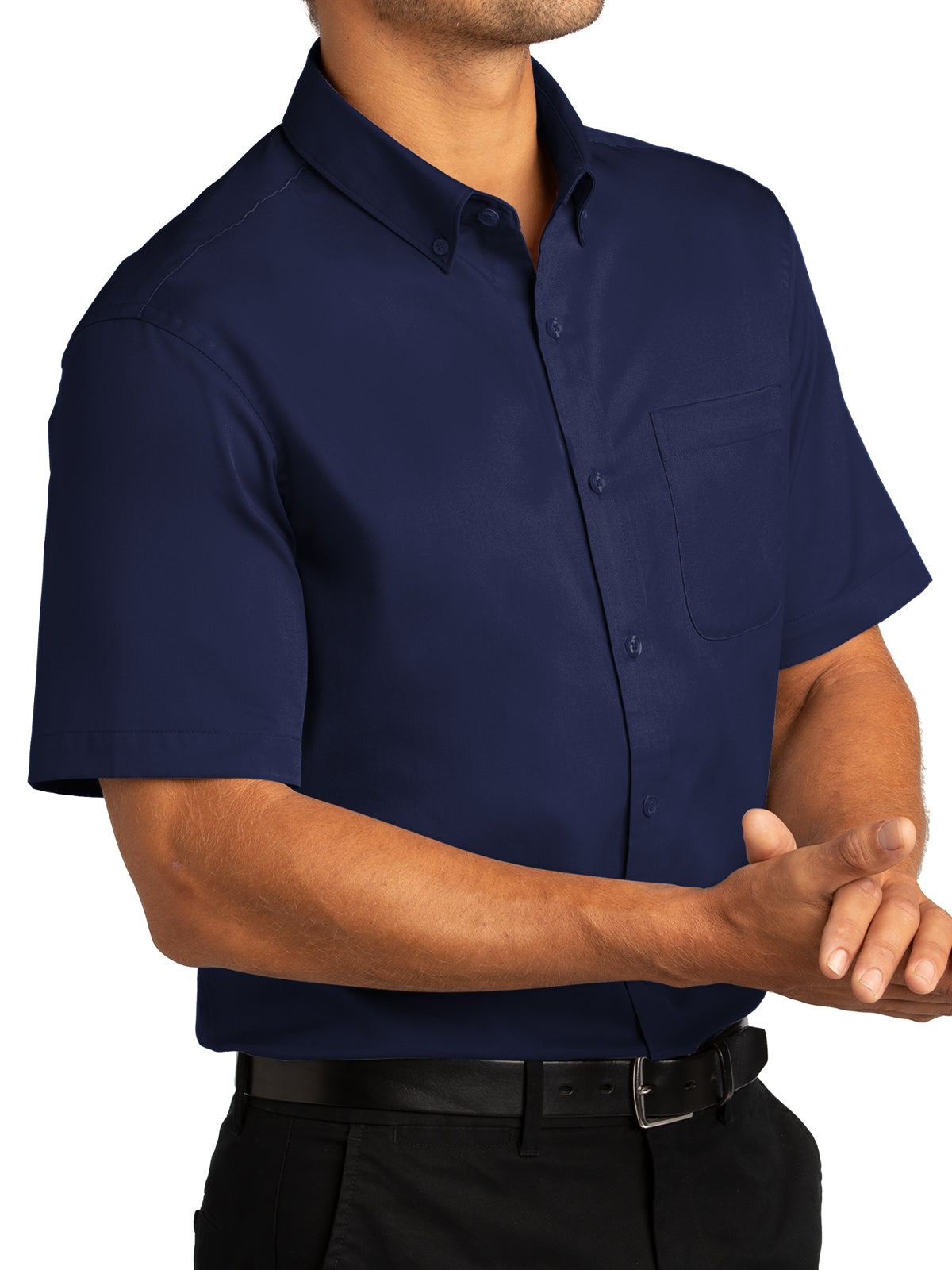 Men's Short Sleeve Button Up Shirt - W809 - True Navy