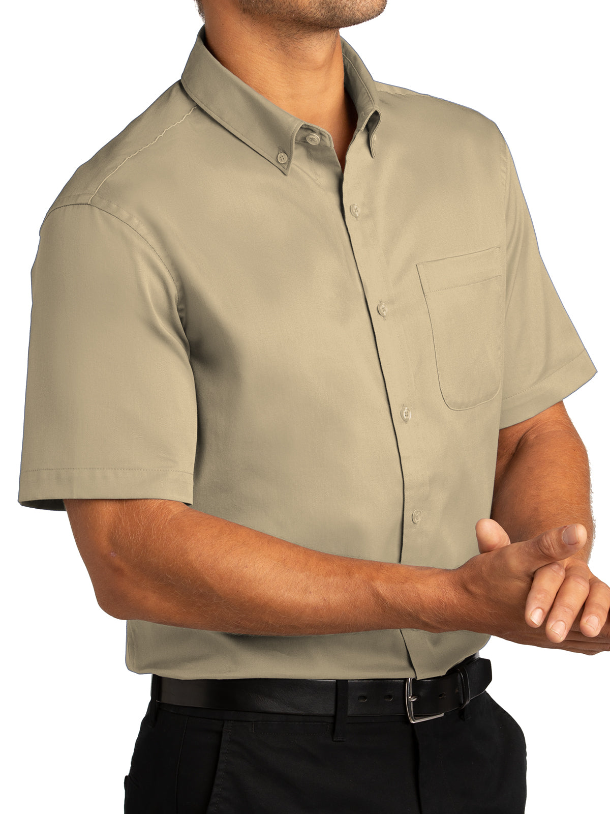 Men's Short Sleeve Button Up Shirt - W809 - Wheat