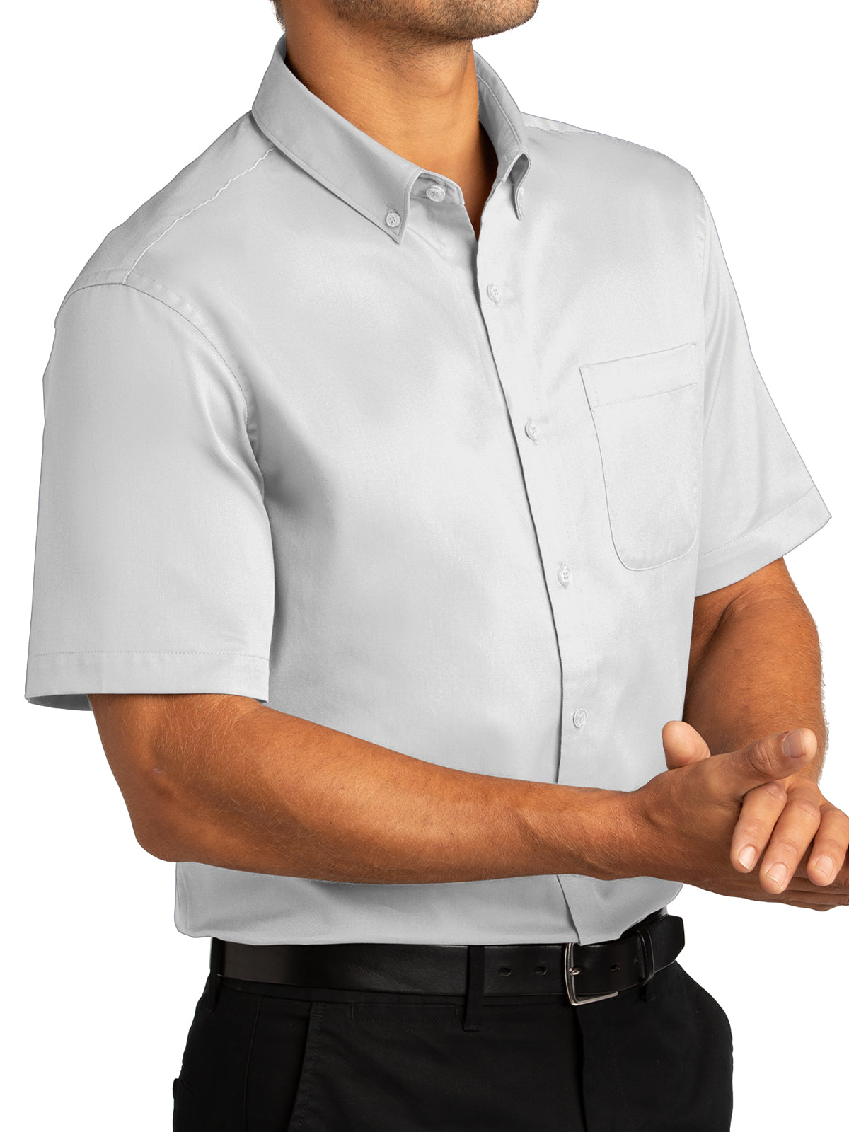 Men's Short Sleeve Button Up Shirt - W809 - White