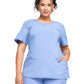 Women's Stretch Rib-knit Back Panel Round Neck Top - 2624A - Ciel