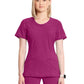 Women's Stretch Rib-knit Back Panel Round Neck Top - 2624A - Future Fuchsia
