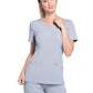 Women's Stretch Rib-knit Back Panel Round Neck Top - 2624A - Grey