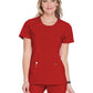 Women's Stretch Rib-knit Back Panel Round Neck Top - 2624A - Red