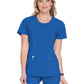 Women's Stretch Rib-knit Back Panel Round Neck Top - 2624A - Royal