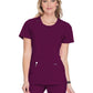 Women's Stretch Rib-knit Back Panel Round Neck Top - 2624A - Wine