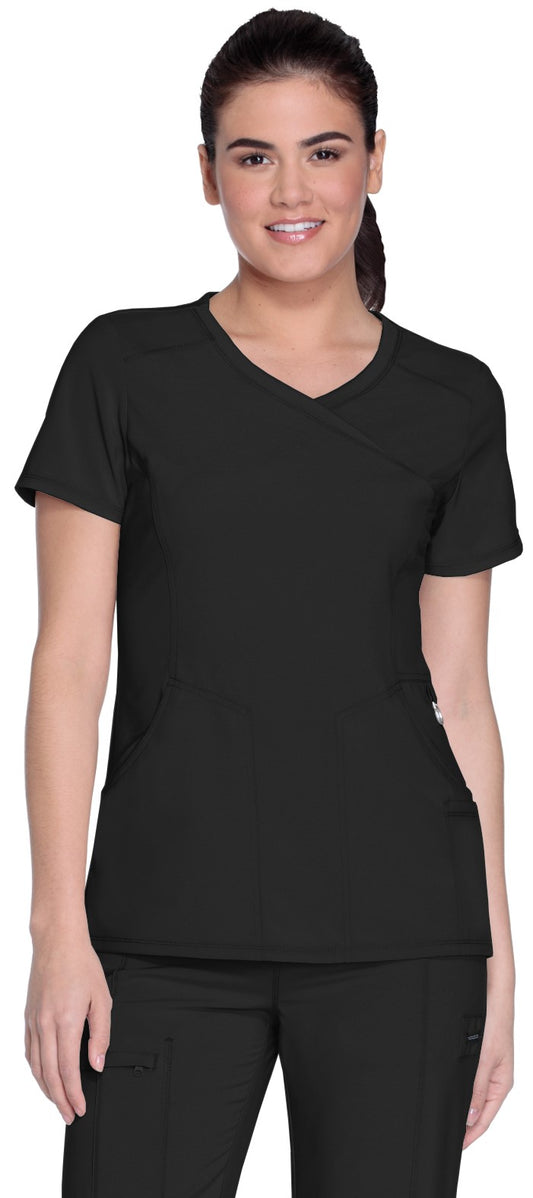Women's 4-Pocket Mock Wrap Top - 2625A - Black
