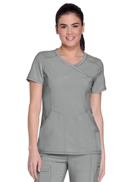 Women's 4-Pocket Mock Wrap Top - 2625A - Grey