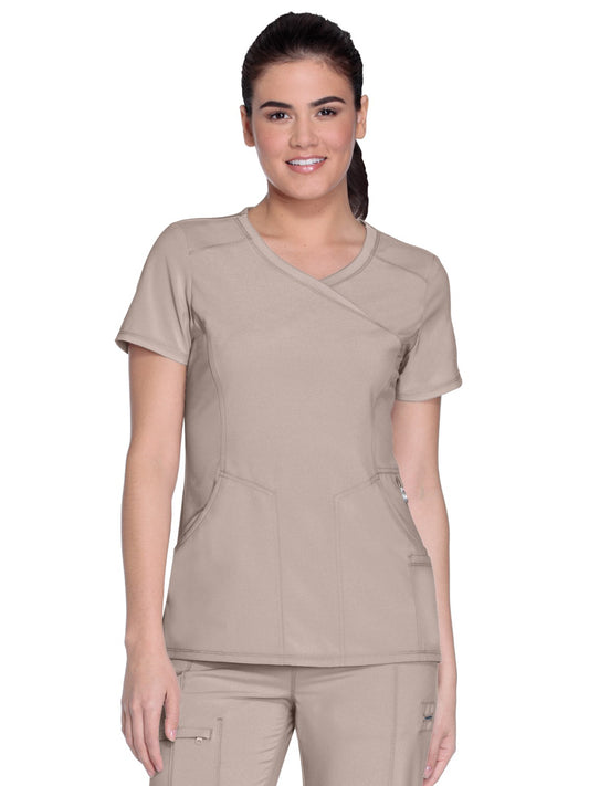 Women's 4-Pocket Mock Wrap Top - 2625A - Khaki