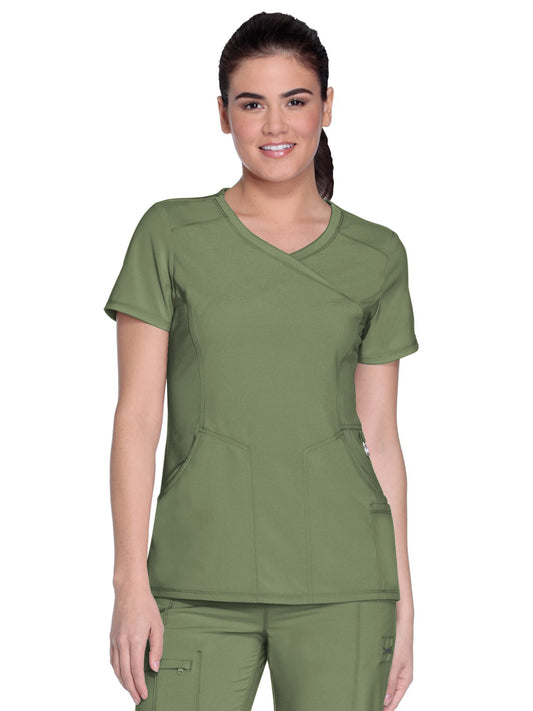 Women's 4-Pocket Mock Wrap Top - 2625A - Olive