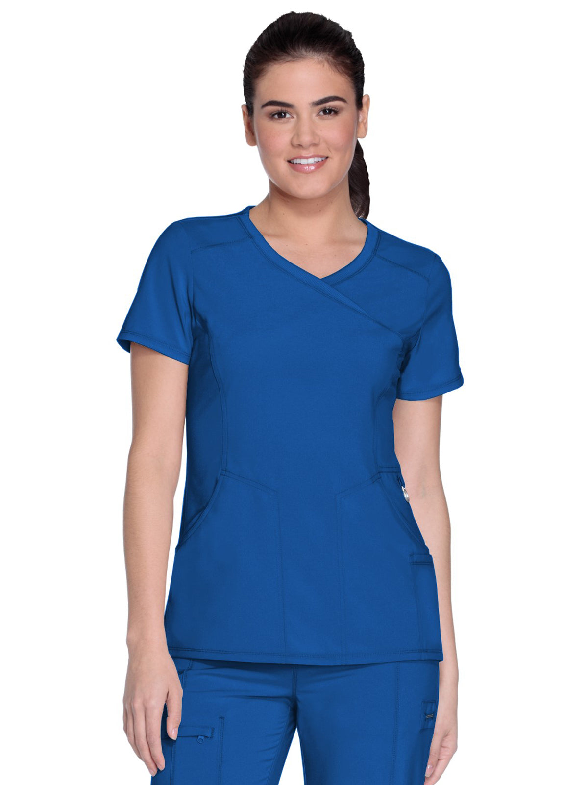 Women's 4-Pocket Mock Wrap Top - 2625A - Royal