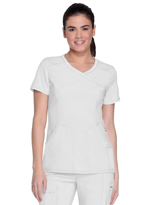 Women's 4-Pocket Mock Wrap Top - 2625A - White