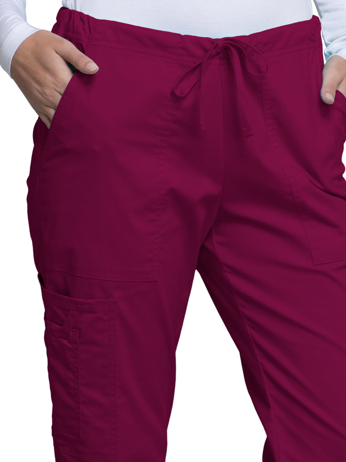 Women's Mid Rise Drawstring Cargo Pant - 4044 - Wine