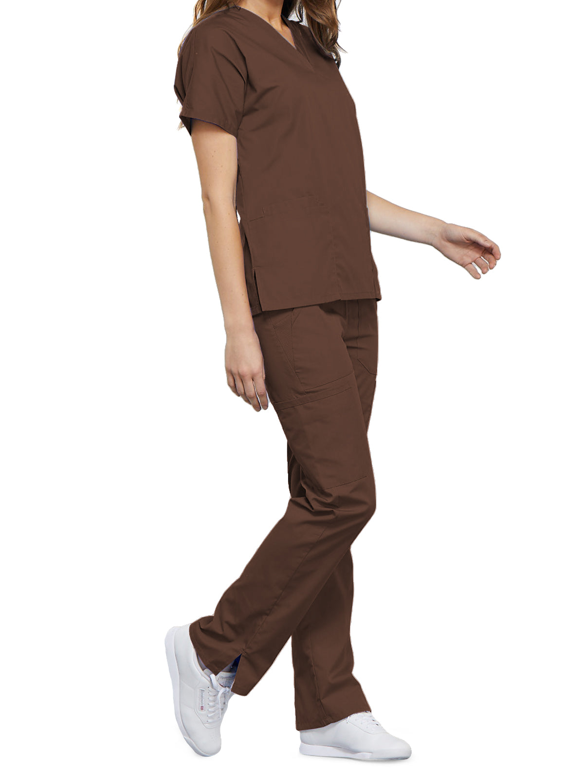 Women's 2-Pocket V-Neck Top - 4700 - Chocolate