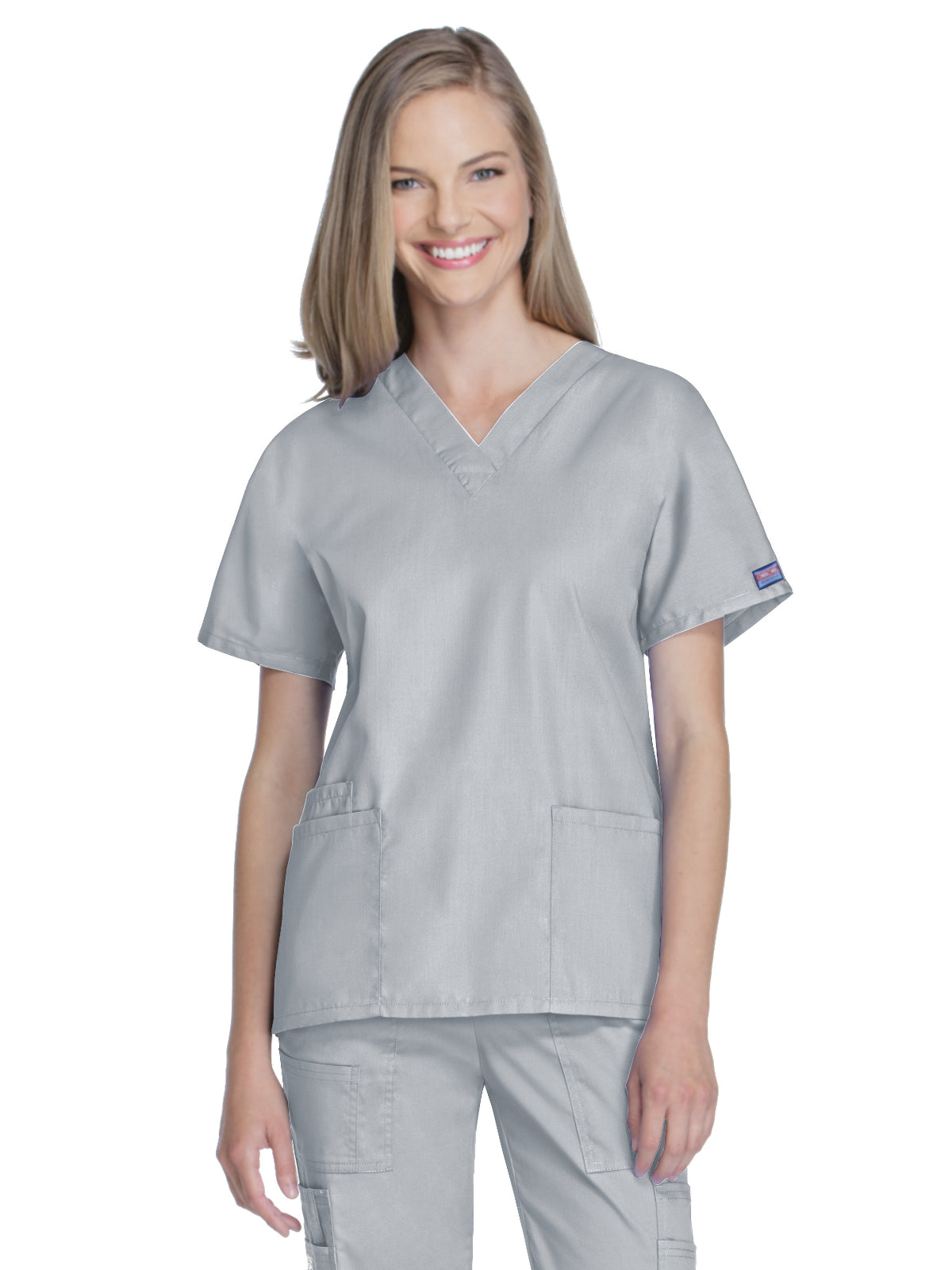 Women's 2-Pocket V-Neck Top - 4700 - Grey