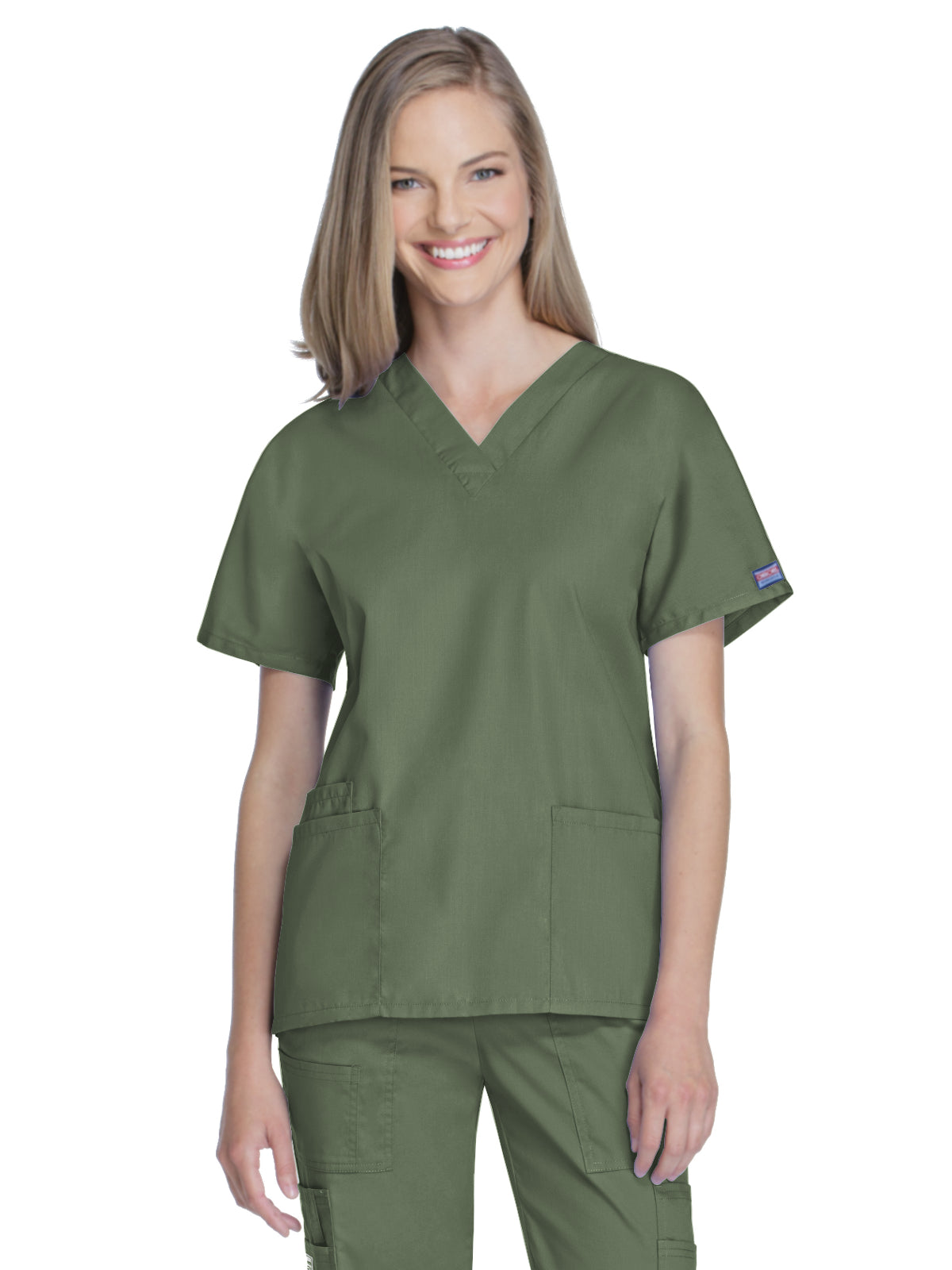 Women's 2-Pocket V-Neck Top - 4700 - Olive