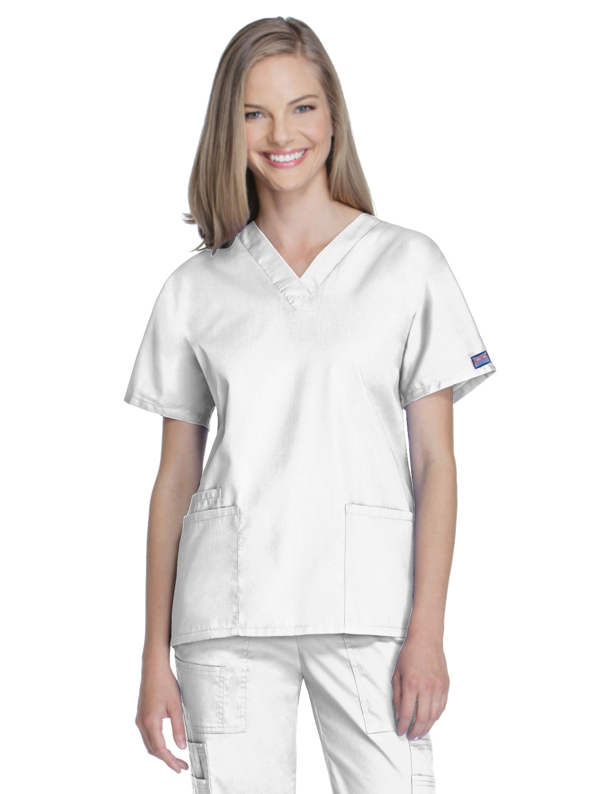 Women's 2-Pocket V-Neck Top - 4700 - White